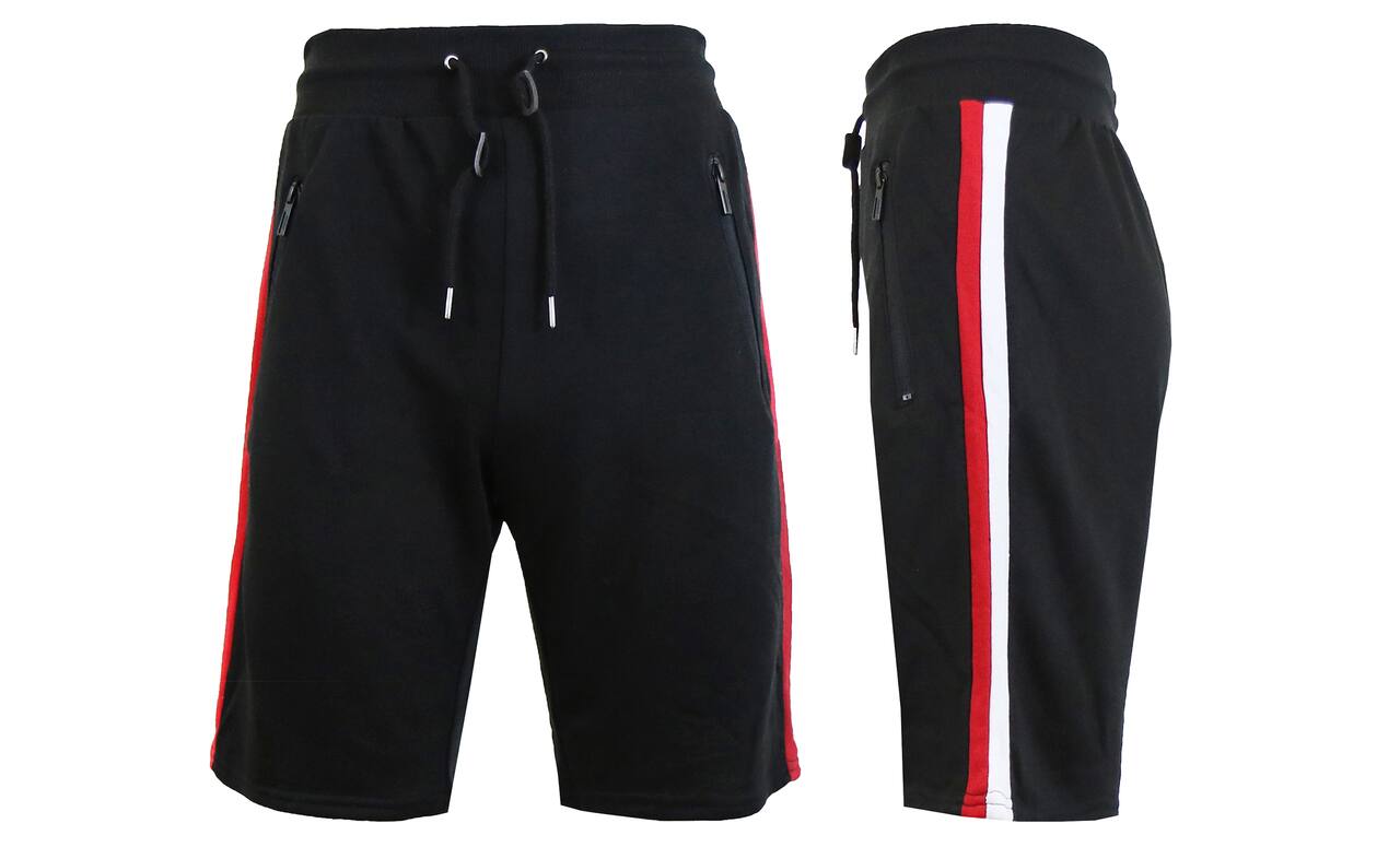 Galaxy By Harvic French Terry Sweat Shorts With Contrast Trims & Side Zipper Pockets